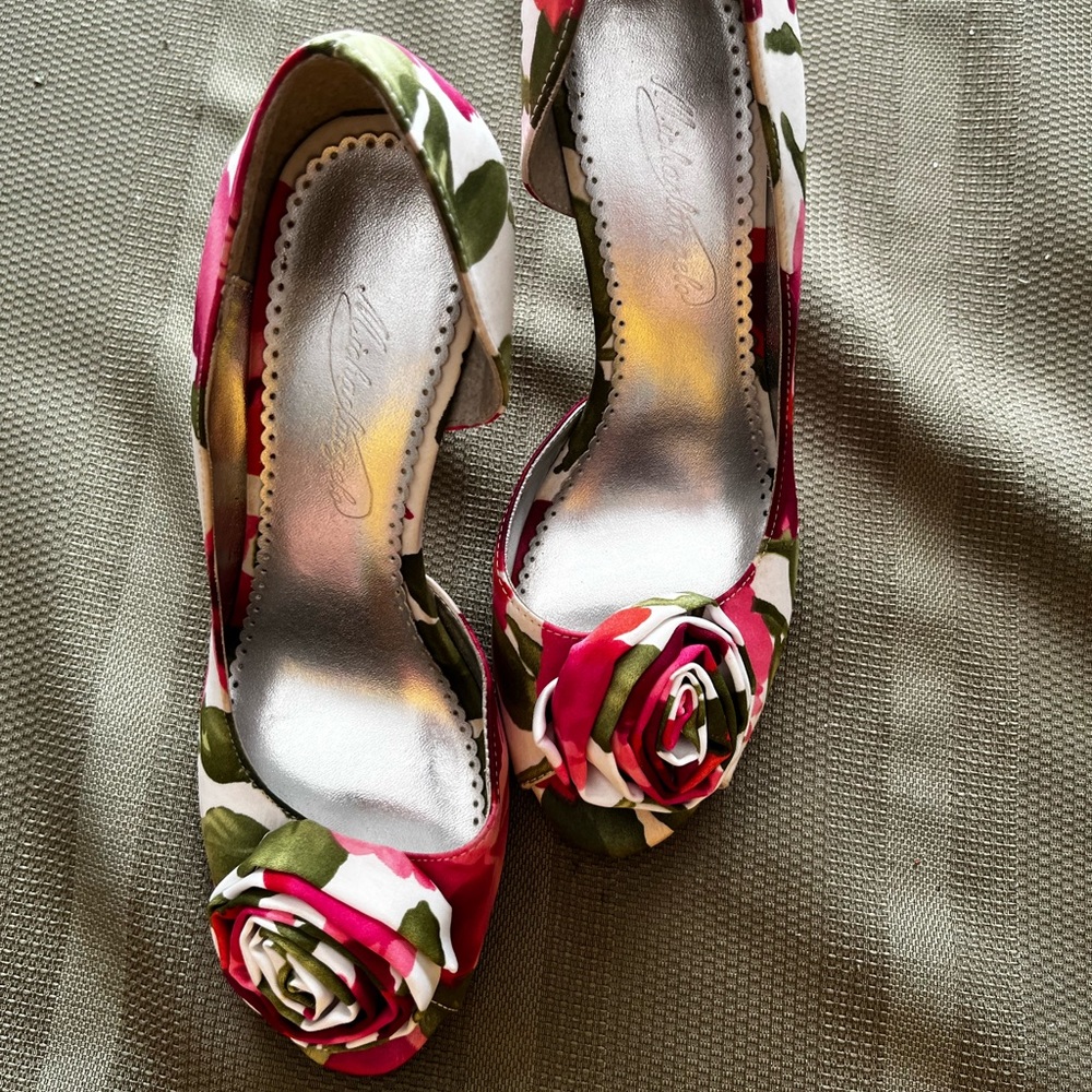 Pink floral heels